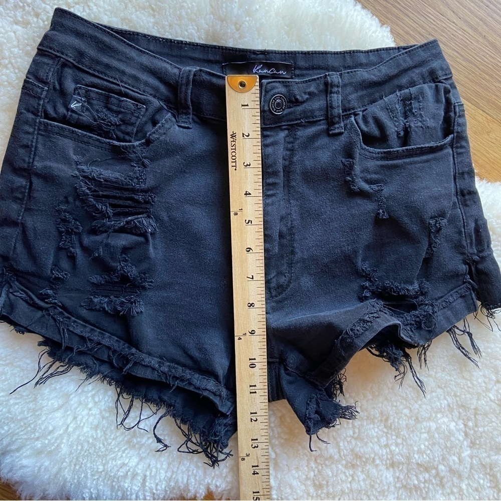 Kancan Distressed Black Denim Short - Picture 5 of 8